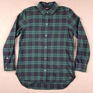 Madewell Flannel Womens Small Green Black Tartan Plaid Boyfriend Cotton EUC